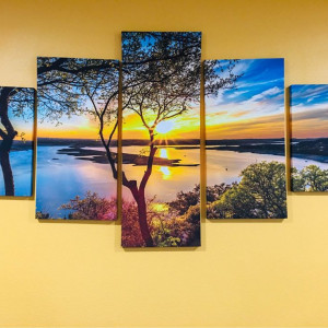 New Lake Sunrise Multipanel Canvas for Office/Room Decor